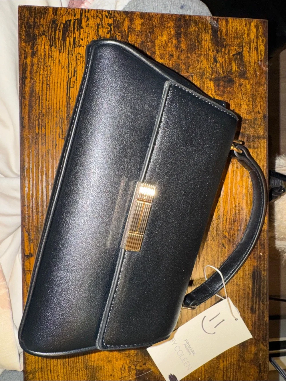 Primark Black Clutch Wristlet with Gold Accent